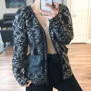 Club Mónaco Chunky Knit Wool Zipper Cardig…